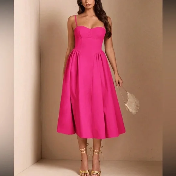 Elegant White Midi Dress - Picture 8 of 16